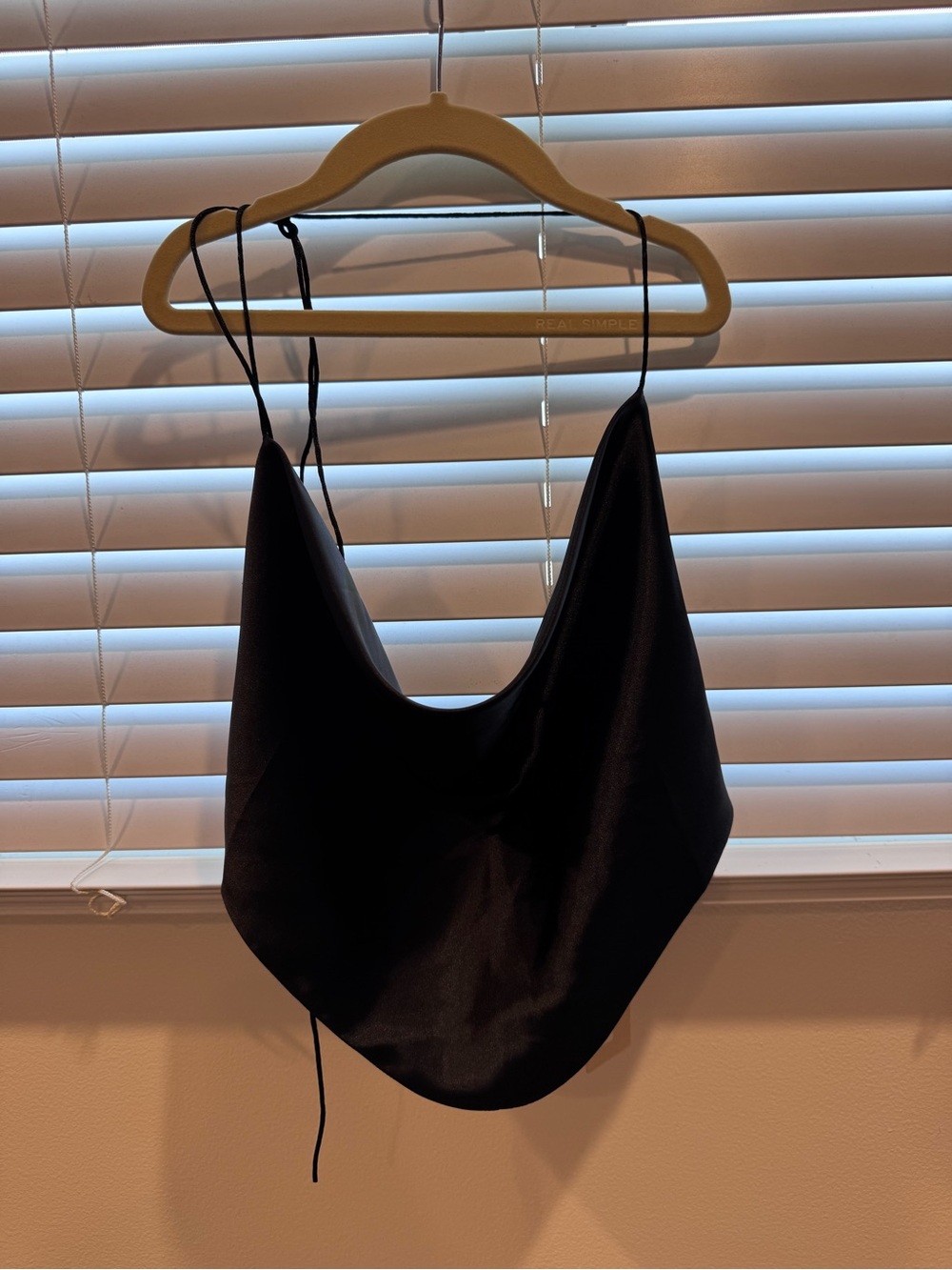 Black Draped Cowl Neck Tank Top